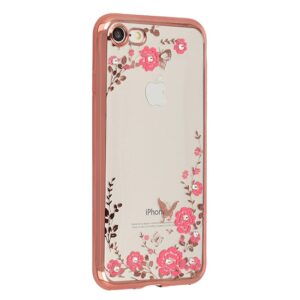 Silikonski ovitek z rožicami za iPhone X - pink