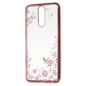Silikonski ovitek z rožicami za Nokia 7.1 - pink