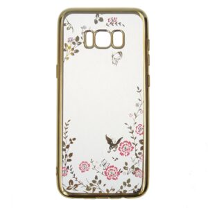 Silikonski ovitek z rožicami za Samsung Galaxy A8 / A5 2018 A530 - zlat