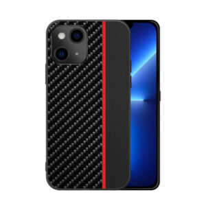 Silikonski ovitek za iPhone 13 Pro - carbon črn z rdečo črto
