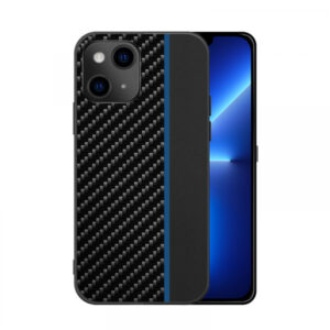 Silikonski ovitek za iPhone 13 Pro - carbon črn z modro črto