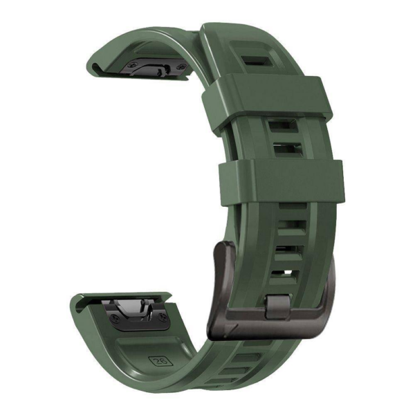 Silikonski pašček za uro 22 mm - Quick Fit - Fenix 5 / 6 / 6 Pro / 7  - vojaško zelen - Image 2