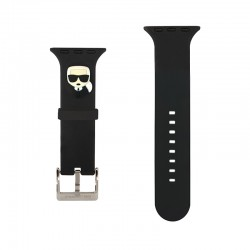 Karl Lagerfeld silikonski pašček za uro za Apple Watch 42 / 44 mm / 45 - Karls Head črn - KLAWLSLKK