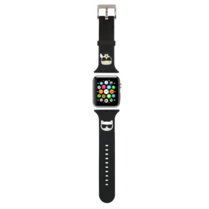 Karl Lagerfeld silikonski pašček za uro za Apple Watch 38 / 40 mm - Heads črn - KLAWMSLCKK