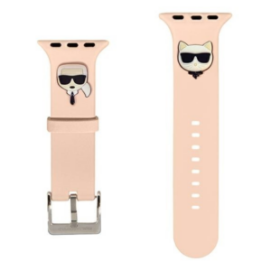 Karl Lagerfeld silikonski pašček za uro za Apple Watch 38 / 40 mm - Heads - roza - KLAWMSLCKP