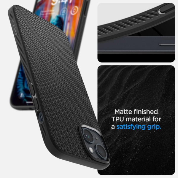Spigen Liquid Air silikonski ovitek za iPhone 15 Plus 6.7 črn - Image 3
