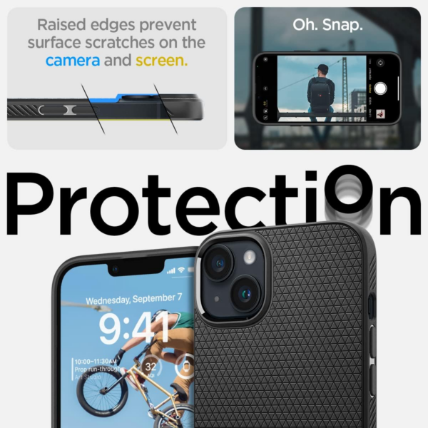 Spigen Liquid Air silikonski ovitek za iPhone 15 Plus 6.7 črn - Image 4
