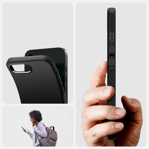 Spigen Liquid Air silikonski ovitek za iPhone 16e črn - Image 9