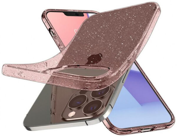 Spigen Liquid Crystal Glitter ovitek za iPhone 13 Pro Max - prozorno roza z bleščicami - Image 3