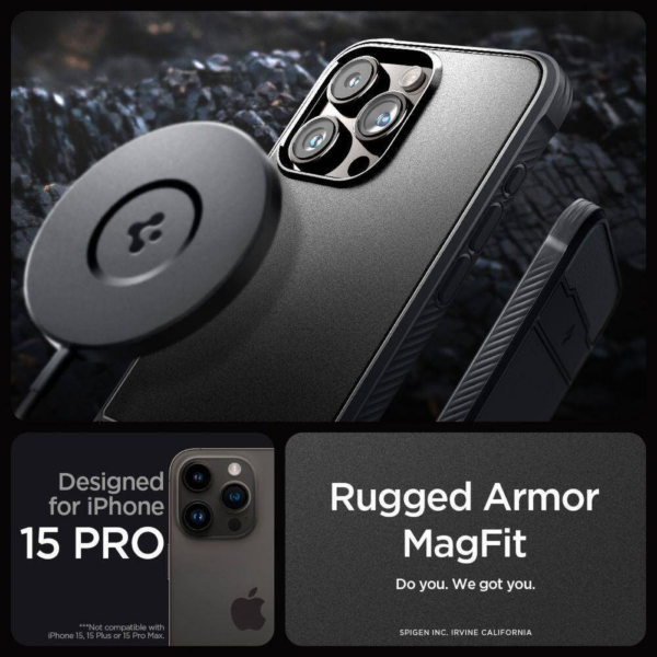 Spigen Rugged Armor MagSafe silikonski ovitek za iPhone 15 Pro - Image 9