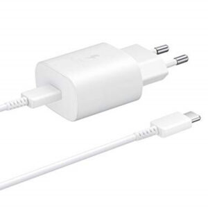 SAMSUNG HIŠNI POLNILEC EP-TA800XWE Super Fast Charge (Type C) in podatkovni kabel EP-DA705BWE (Type C - Type C) - bel