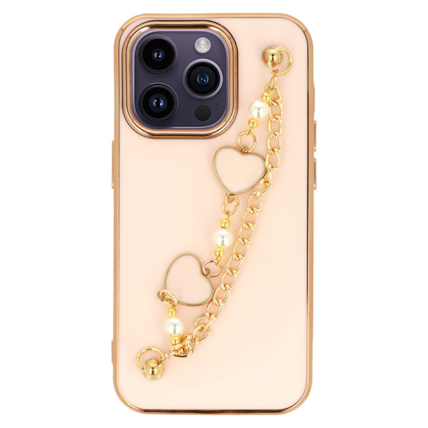 Trendy silikonski ovitek z zapestnico za Samsung Galaxy A53 - roza s srčki - Image 2
