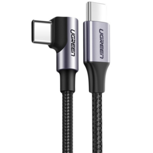 Ugreen US255 90° kotni podatkovni kabel Type C na Type C 60W 2m 3A  - črn