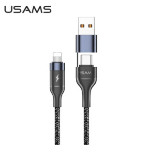USAMS podatkovni kabel SJ404 Lightning na USB A ali Type C 2A dožina 1,2 m Quick Charge - črn